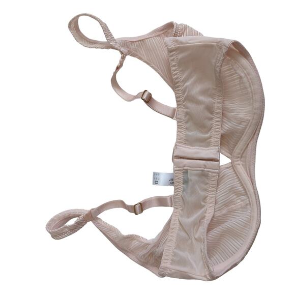 Marie Jo Bra Womens 34D Pink Nude Stripes Underwire Deep V-Neck Cups - Picture 2 of 4